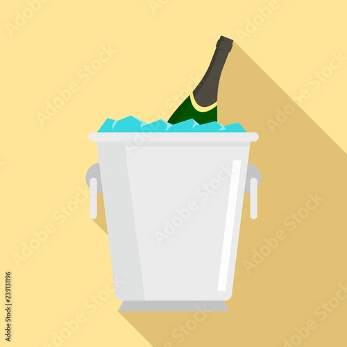 Champagne ice bucket icon. Flat illustration of champagne ice bucket vector icon for web design