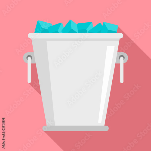 Ice metal bucket icon. Flat illustration of ice metal bucket vector icon for web design