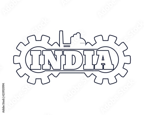 India word build in gear. Heavy industry relative image