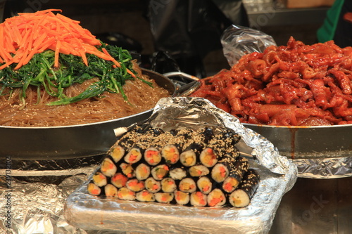 Photography Korean Street Food inside Gwangjang Market in Seoul, South Korea