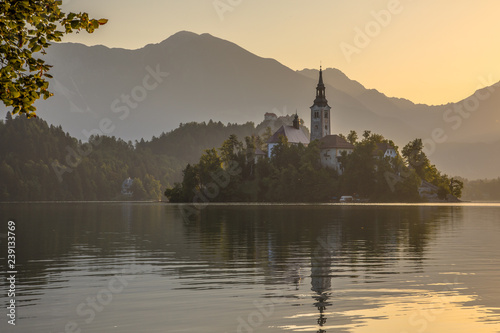 Island with church in lake Bled