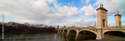 Panorama Market Street Bridge Wilkes-Barre, Luzerne County With Historic Eagles Perched Over City