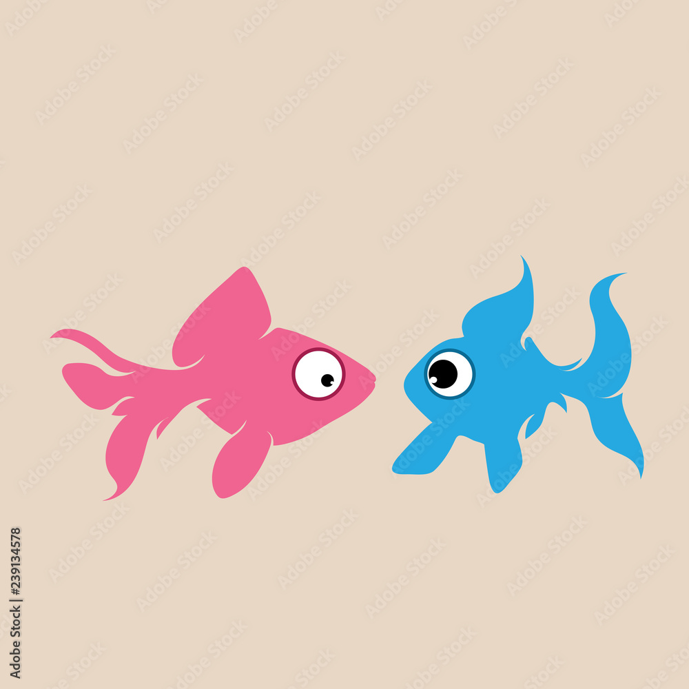 Fototapeta premium Vector silhouette of couple of fish.