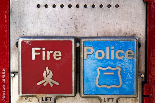 Fire and police emergency call box in New York City