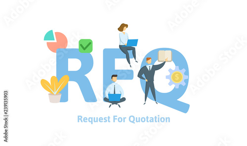 RFQ, Request For Quotation acronym. Concept with keywords, letters, and icons. Colored flat vector illustration. Isolated on white background. photo