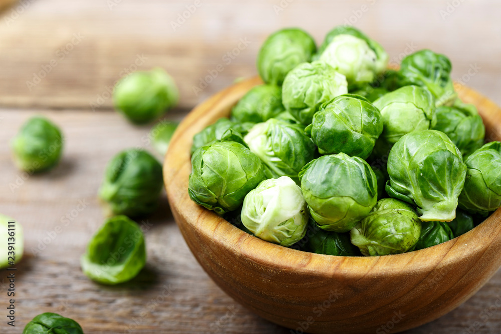 brussels sprouts on wooden background brussels sprouts on wooden background