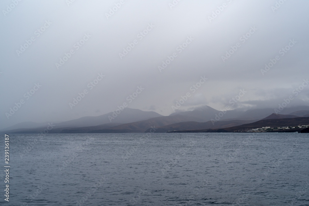 Sea and volcanic coast, Lanzarote Island, Spain