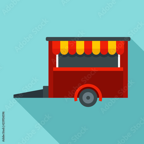 Food trailer icon. Flat illustration of food trailer vector icon for web design