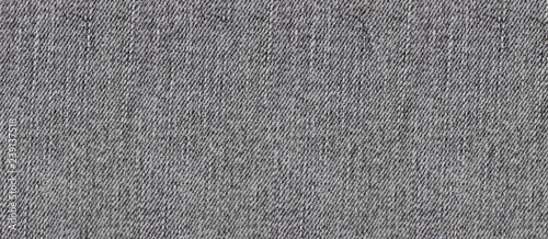 Grey Jeans Texture Background of Seamless Empty Denim Fabric, Close Up Top View Banner. Blank Gray Jean Fabric Backdrop, Empty Simple Cloth Canvas. Fashion Fabric Layout of Empty Grey Color Wallpaper