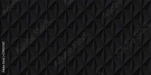Volume realistic vector black texture, geometric seamless tiles pattern, design dark background for you projects 