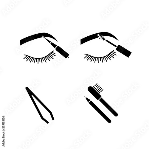 Eyebrows shaping glyph icons set