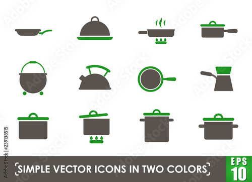 dishes simple vector icons in two colors
