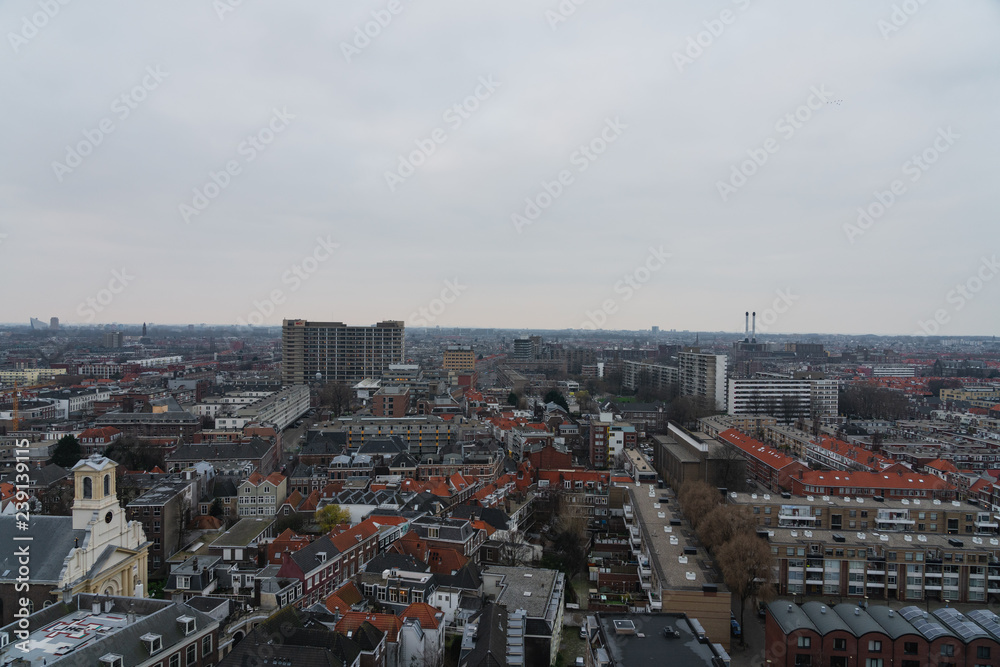 The hague city skyline sunrise, Netherlands