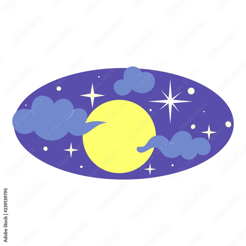 Fototapeta premium Full moon on sky icon. Cartoon of full moon on sky vector icon for web design isolated on white background