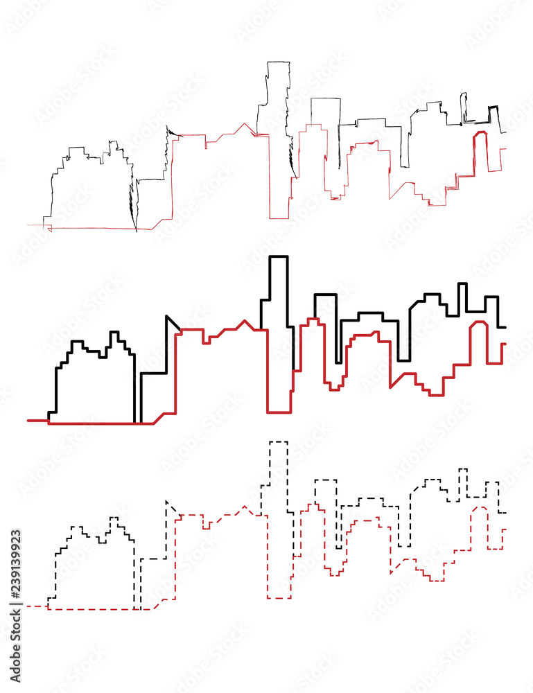 City scape handdraw and line City scape handdraw and line