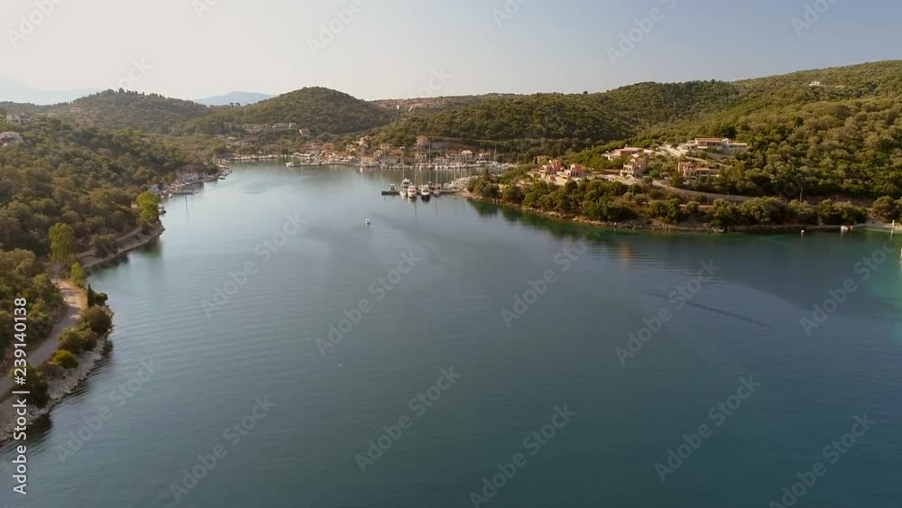 Aerial view of harbor on the bay at mediterranean sea, Greece. Aerial view of harbor on the bay at mediterranean sea, Greece.