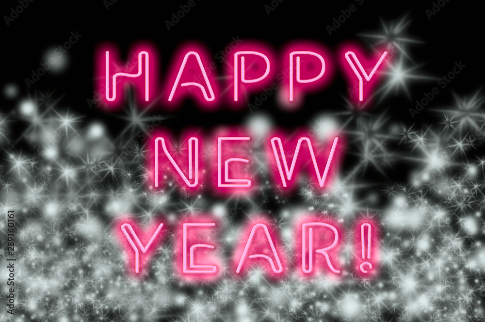 New year's eve poster with neon happy new year text New year's eve poster with neon happy new year text