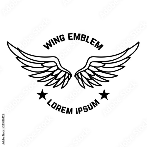 Emblem template with wings. Design element for label, sign, logo, banner.