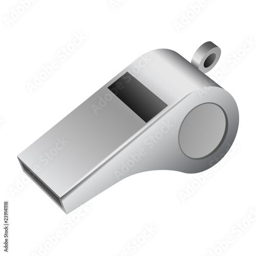 Grey whistle icon. Realistic illustration of grey whistle vector icon for web design