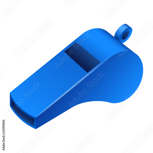 Blue whistle icon. Realistic illustration of blue whistle vector icon for web design © anatolir
