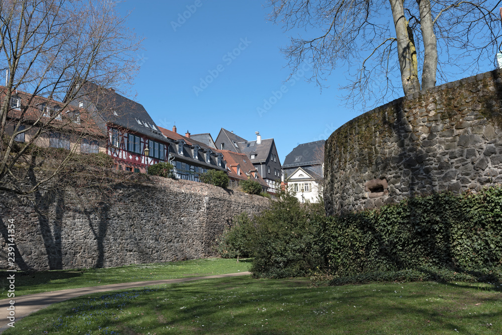 historic old town Frankfurt-Hoechst with its half-timbered houses
