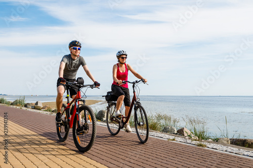 Healthy lifestyle - people riding bicycles