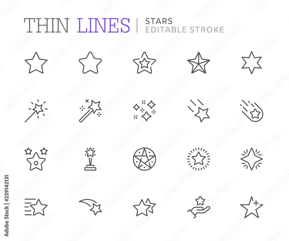 Collection of stars related line icons. Editable stroke Collection of stars related line icons. Editable stroke