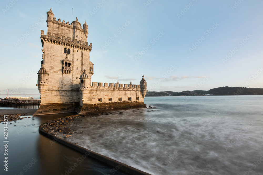 Lisbon, Portugal at Belem Tower on the Tagus Rive