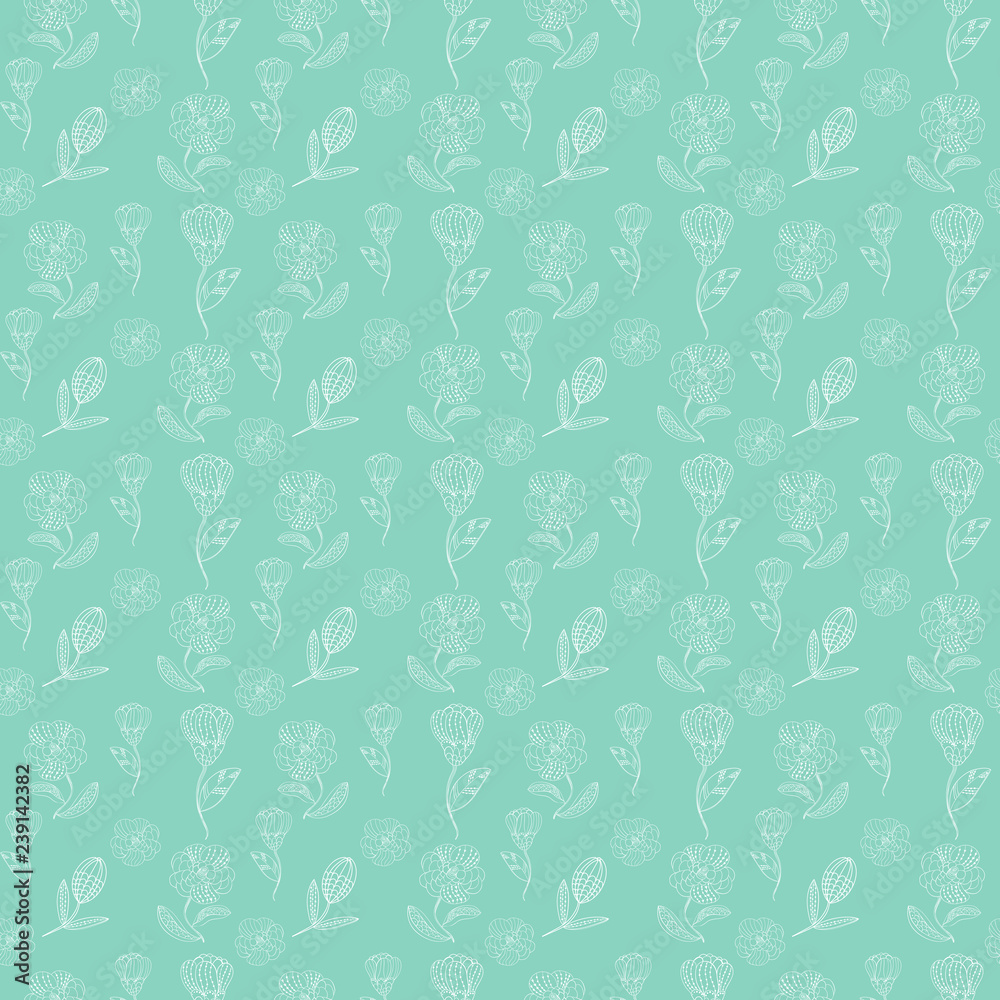 Seamless pattern abstract line flower and blossom. Hand drawn ornament vintage plant. Seamless pattern abstract line flower and blossom. Hand drawn ornament vintage plant.