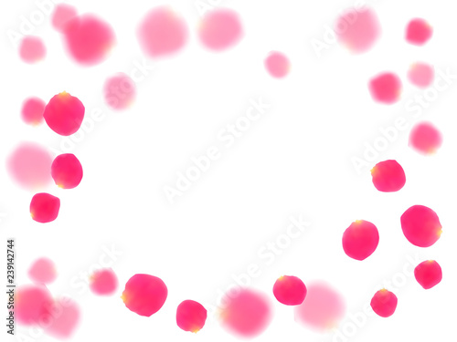 Pink rose petals falling vector valentine background.