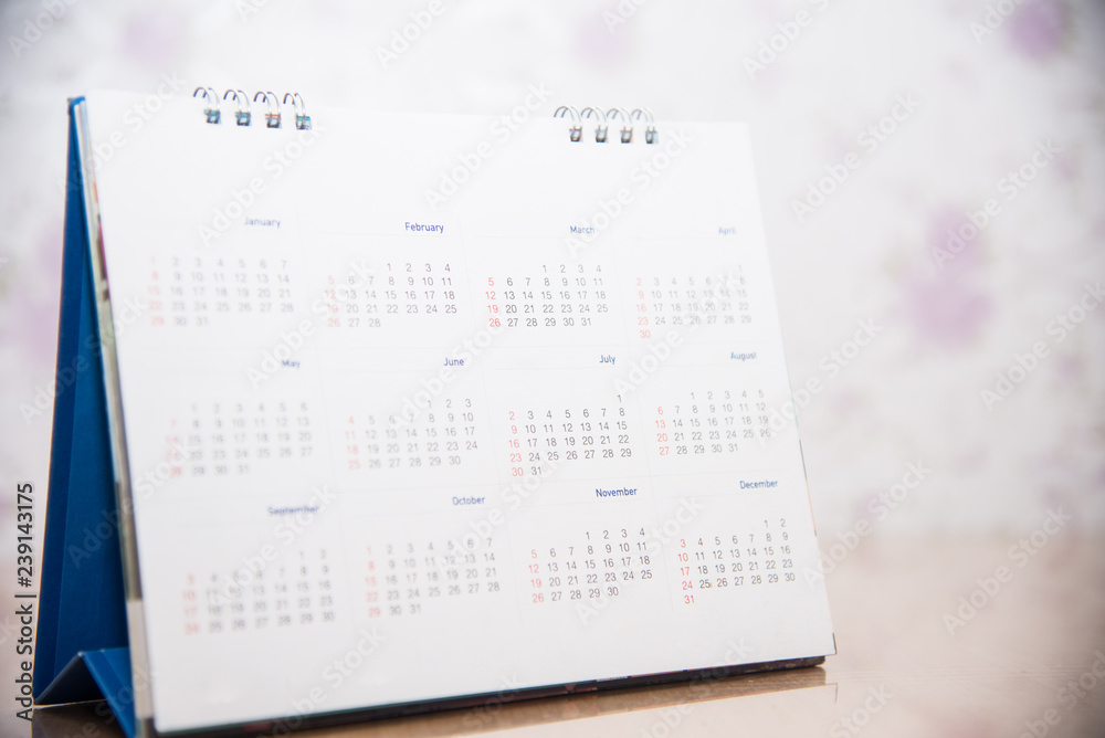 Blurred calandar in new years concept. Blurred calandar in new years concept.