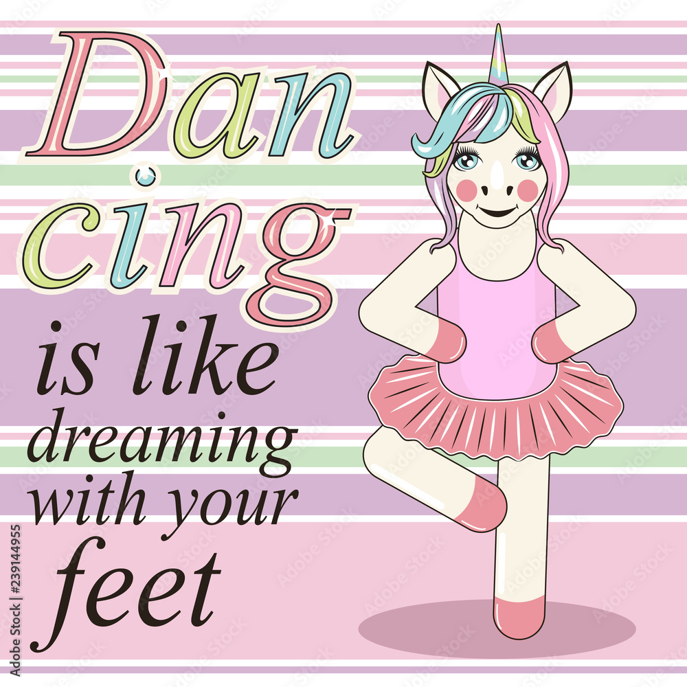 Cute Unicorn ballerina. Can be used for baby t-shirt print, fashion print design Cute Unicorn ballerina. Can be used for baby t-shirt print, fashion print design
