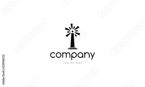 Abstract logo of a lighthouse from which the rays of light emanate.
