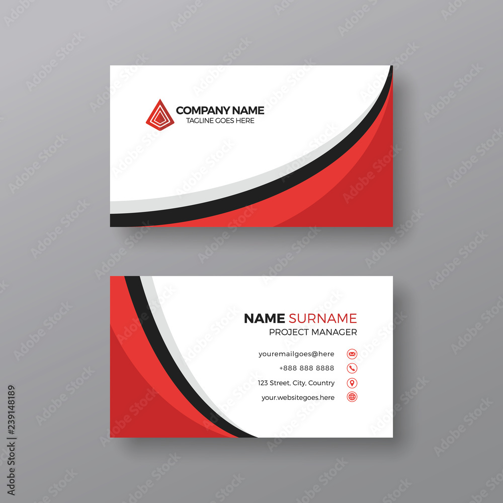 Fototapeta premium Corporate business card template with red and black details
