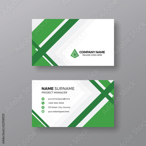 Professional business card template with green details