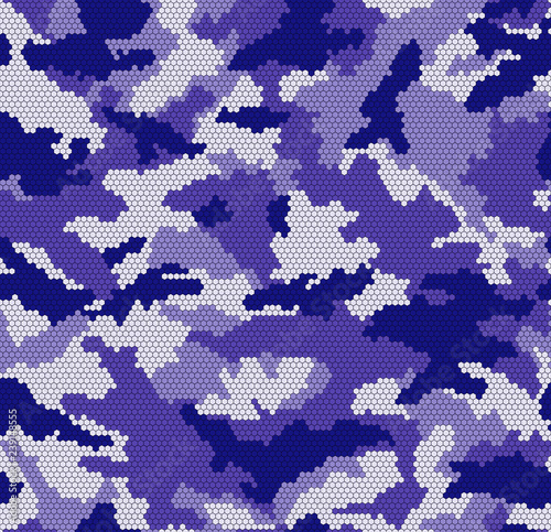 Camouflage Pattern Vector Hexagons Digital in Purple Colors Seamless Vector Illustration