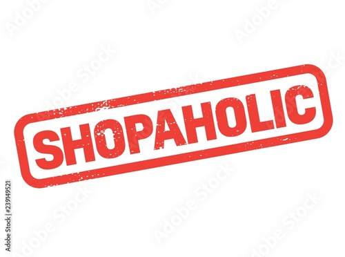 shopaholic stamp on white