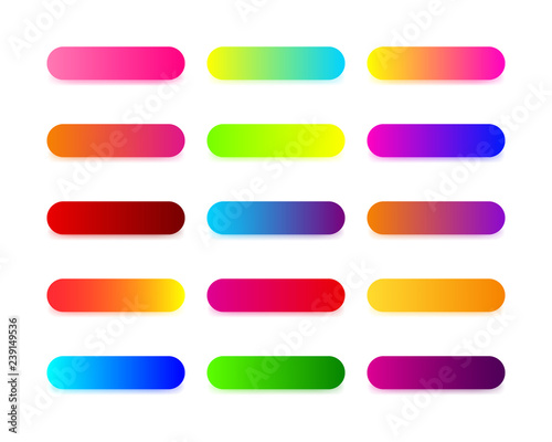 Web buttons flat design with colorful trendy gradient.