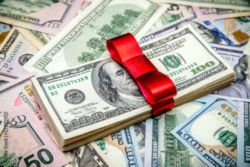 a pack of lies the US currency on background of dollars 