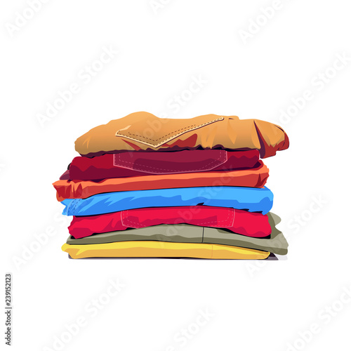 Stack of clothing isolated on white background. Vector illustration