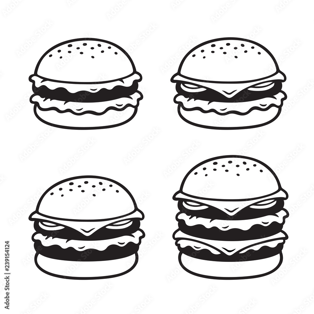 Hand drawn burger set Hand drawn burger set