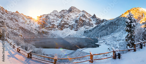 Winter landscape of Morskie oko in Tatra photo
