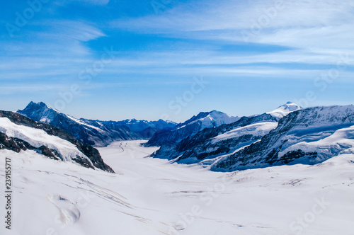 Panoramic view of  .Jungfrau Aletsch Bietschhorn glacier top of Europe, Switzerland © PixHound