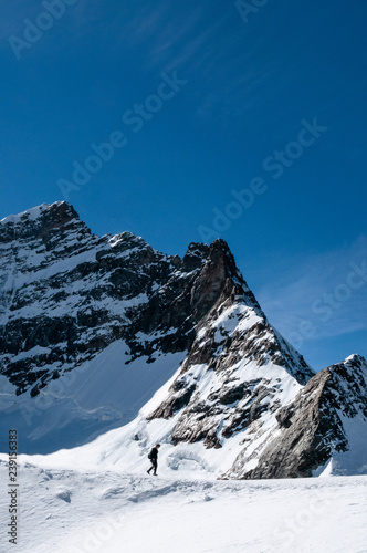 Panoramic view of rock cliff of Jungfrau peak view from Jungfraujoch  Switzerland