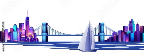 abstract cityscape with a bridge