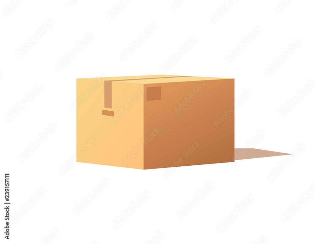 Empty Closed Box Mockup, Post Container for Goods