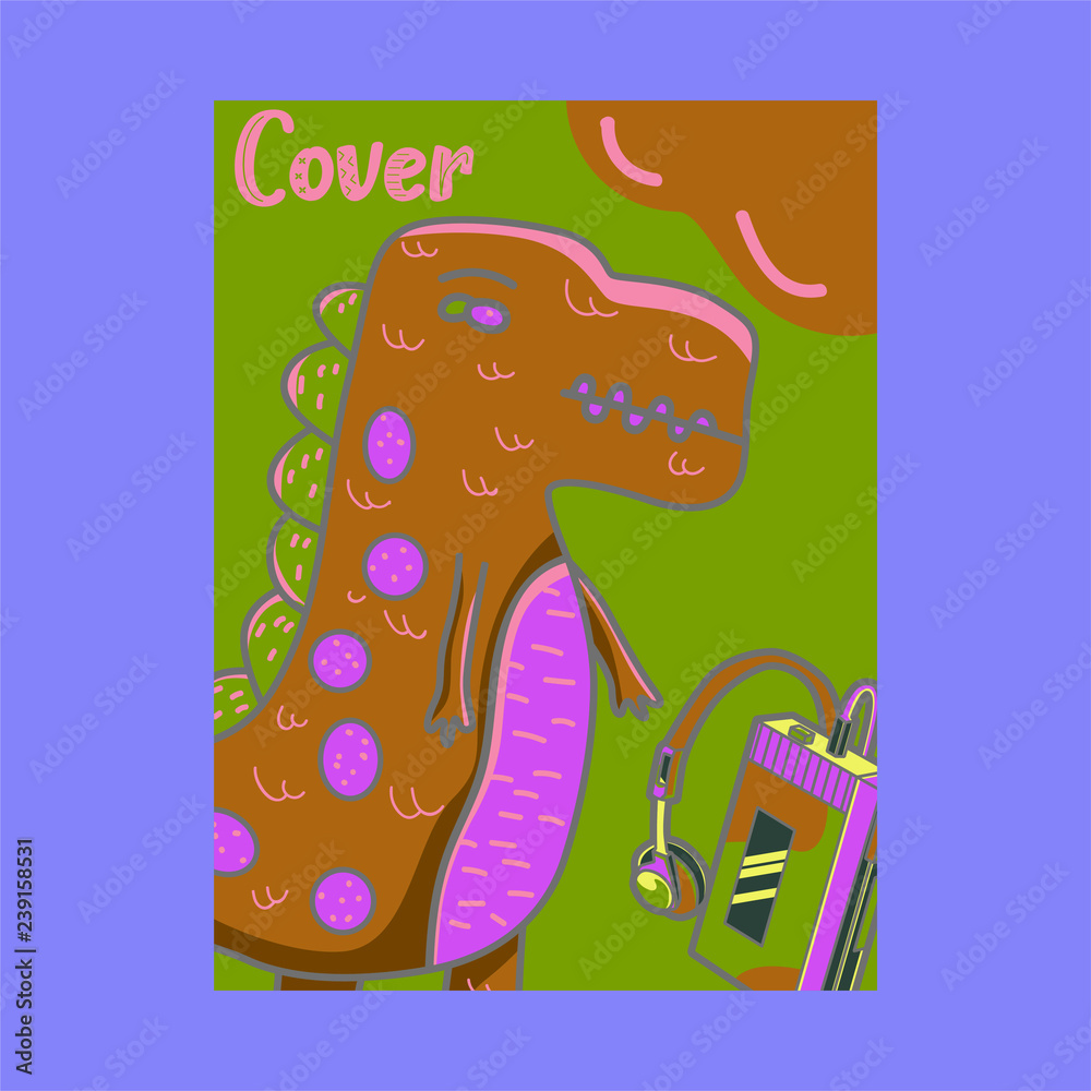 Naklejka premium Hand drawn cute card with Dinosaur