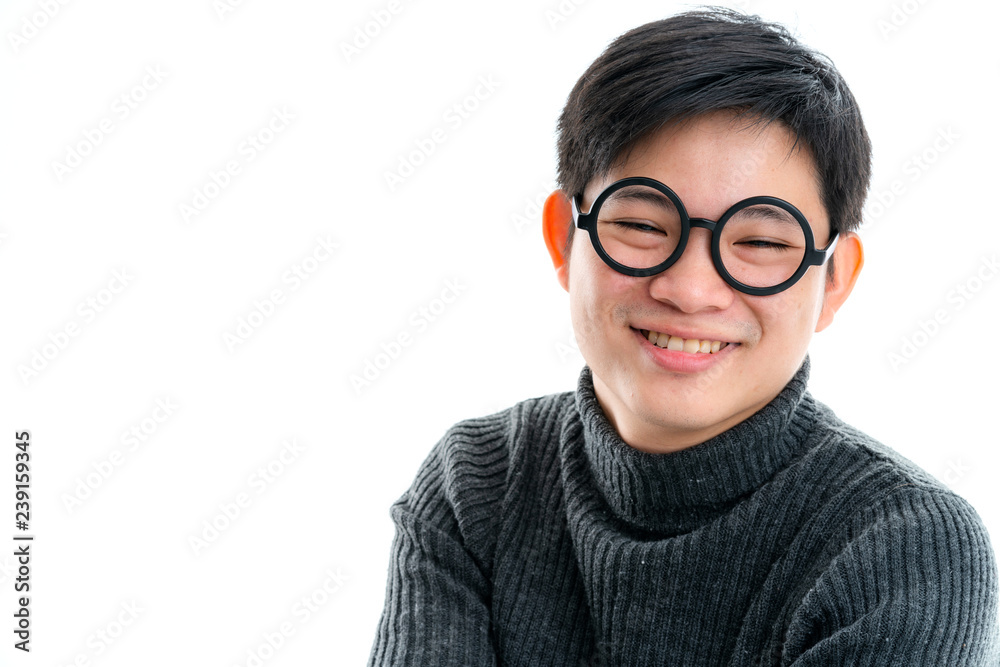 creative smart asian male with glasses facial emotional portrait with happiness and confident feeling white background creative smart asian male with glasses facial emotional portrait with happiness and confident feeling white background