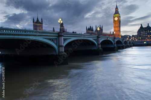 London Westminster Bridge at twilight.