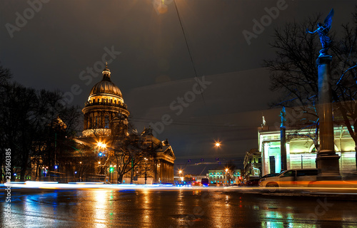 St.Petersburg, St. Isaac's Square, St. Isaac's cathedral in the evening - Image